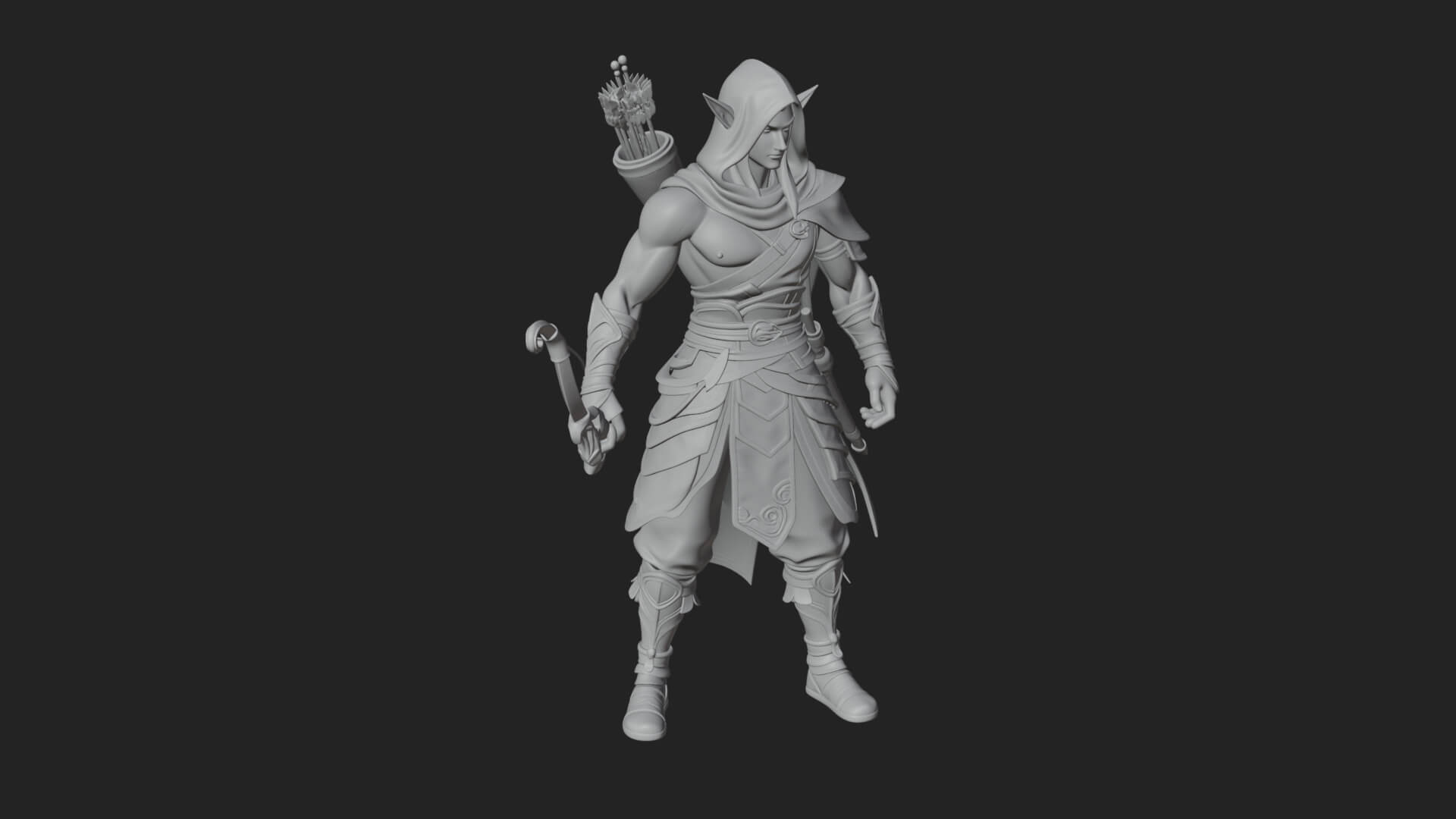 Elven Archer Statue Design 9 3D Print Model 3D Model