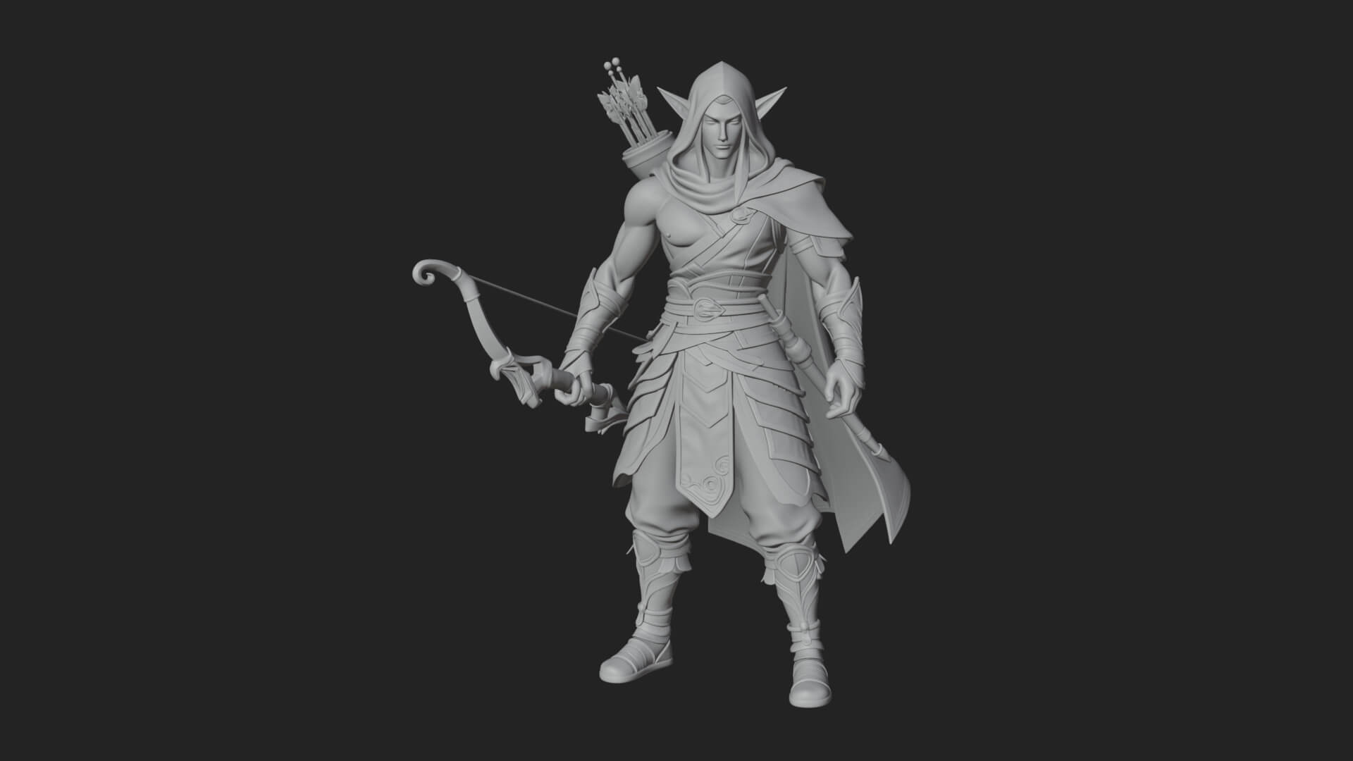 Elven Archer Statue Design 9 3D Print Model 3D Model