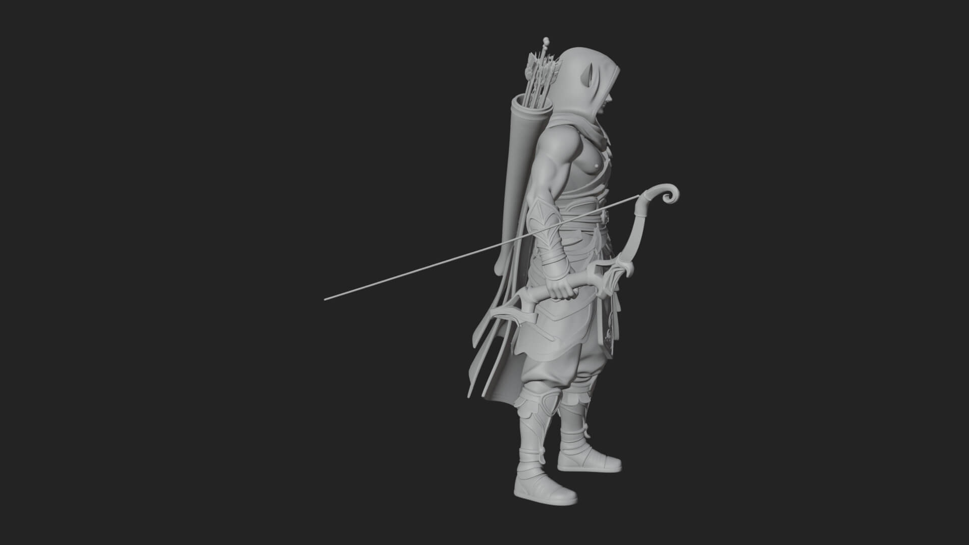 Elven Archer Statue Design 9 3D Print Model 3D Model