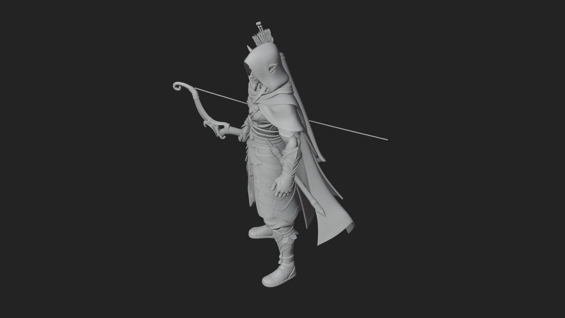 Elven Archer Statue Design 9 3D Print Model 3D Model