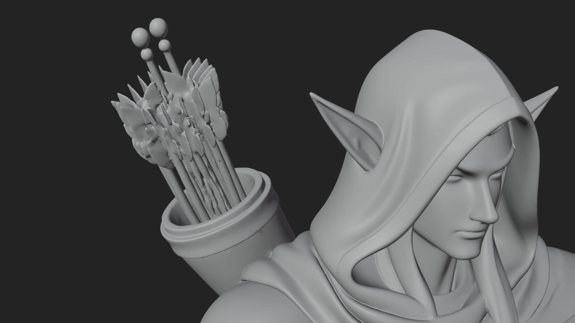 Elven Archer Statue Design 9 3D Print Model 3D Model