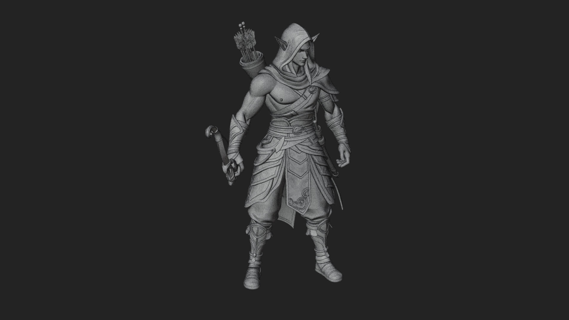 Elven Archer Statue Design 9 3D Print Model 3D Model