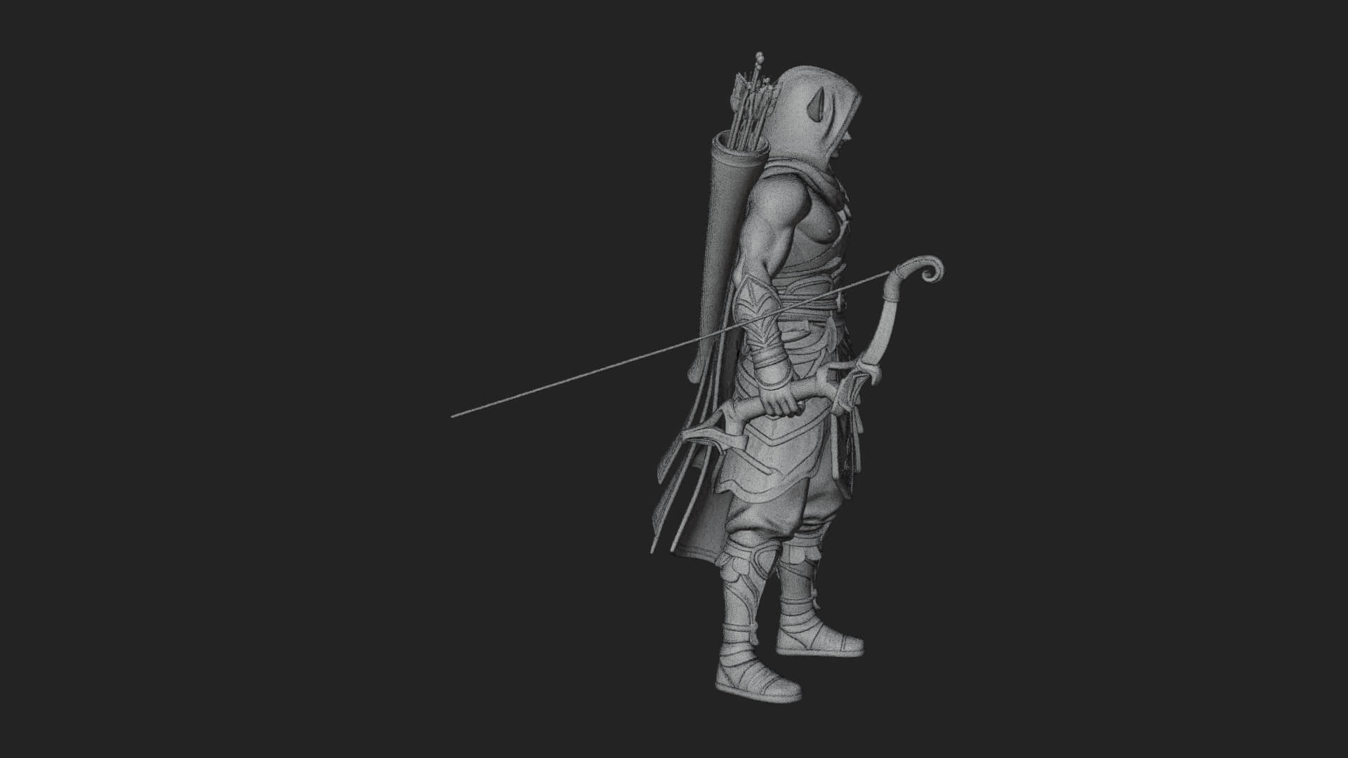 Elven Archer Statue Design 9 3D Print Model 3D Model