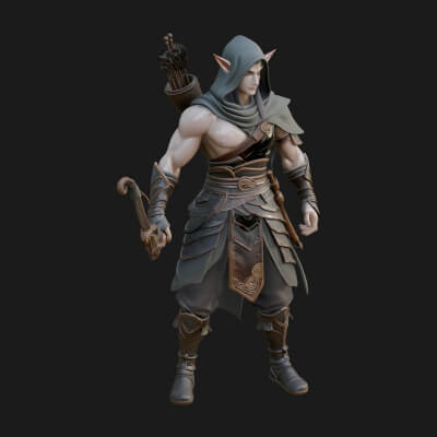 Elven Archer Statue Design 9 3D Print Model