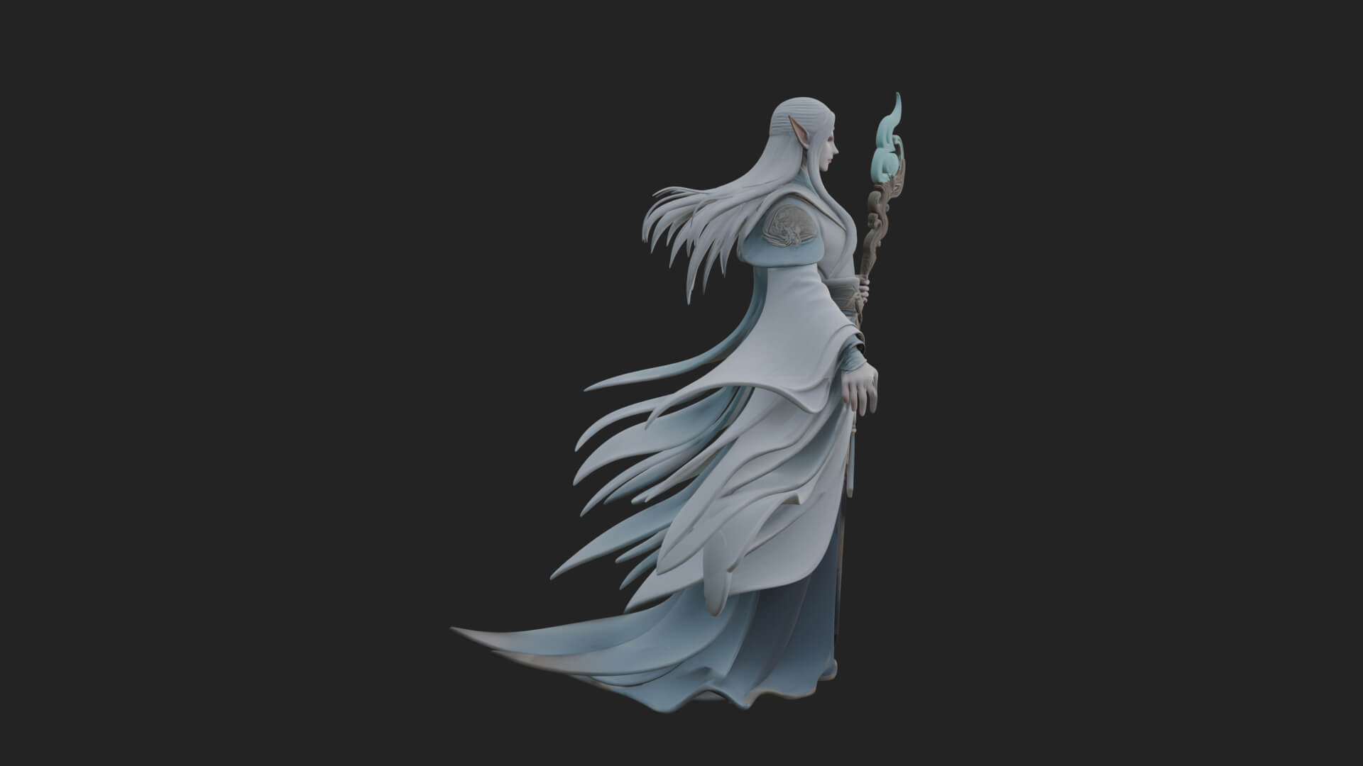 Elven High Mage Statue Design 1 3D Print Model 3D Model