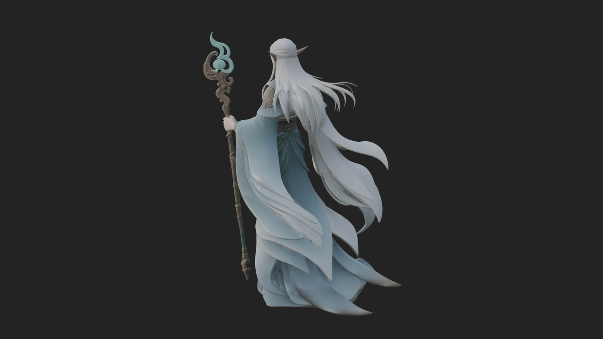Elven High Mage Statue Design 1 3D Print Model 3D Model