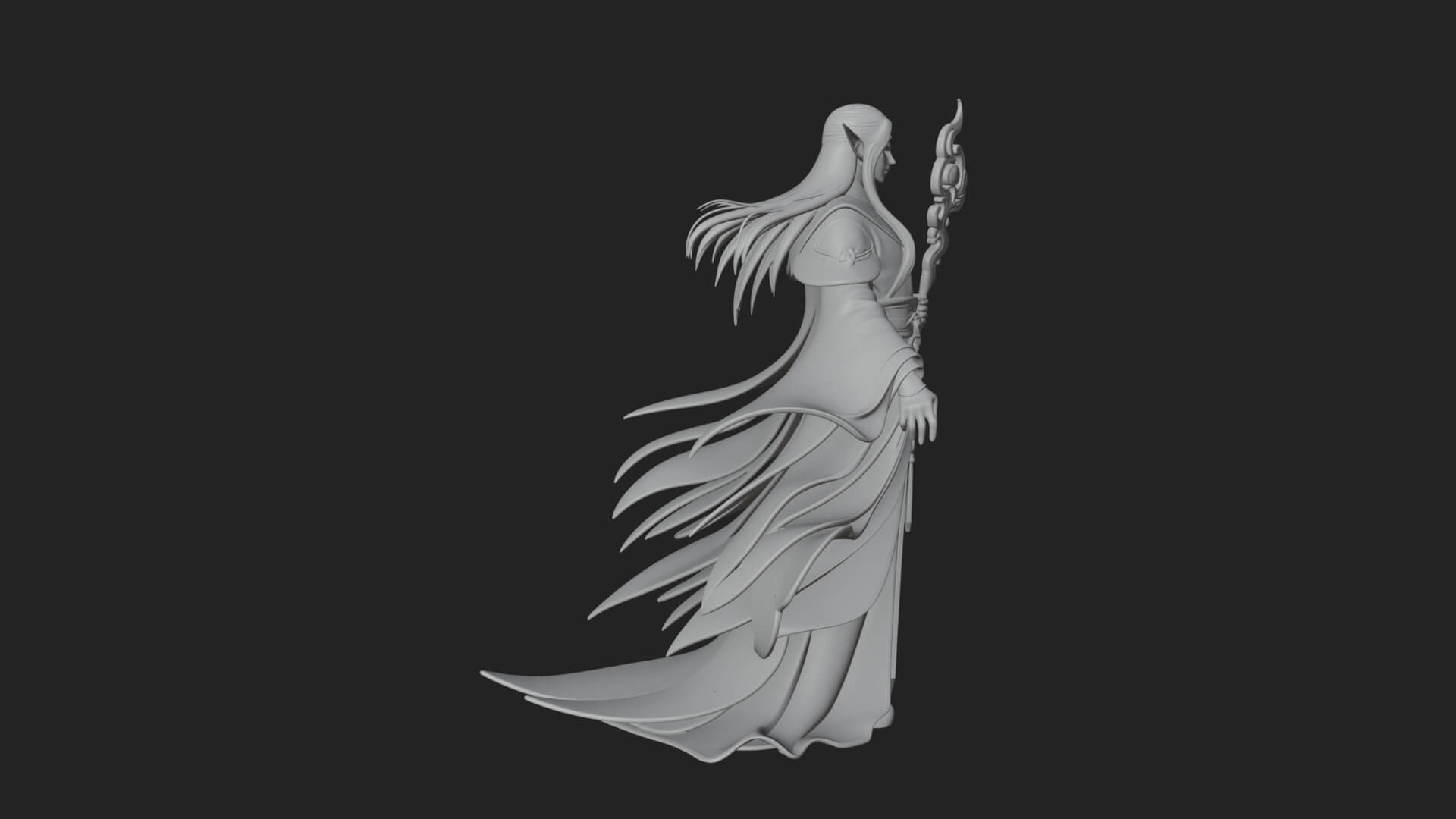 Elven High Mage Statue Design 1 3D Print Model 3D Model
