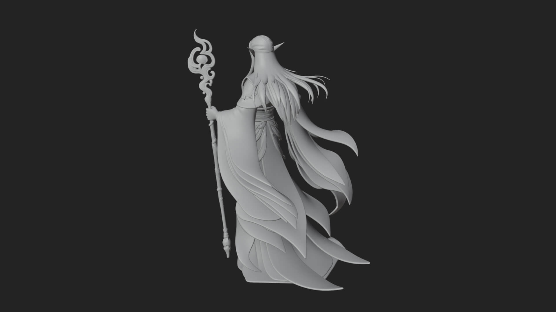 Elven High Mage Statue Design 1 3D Print Model 3D Model