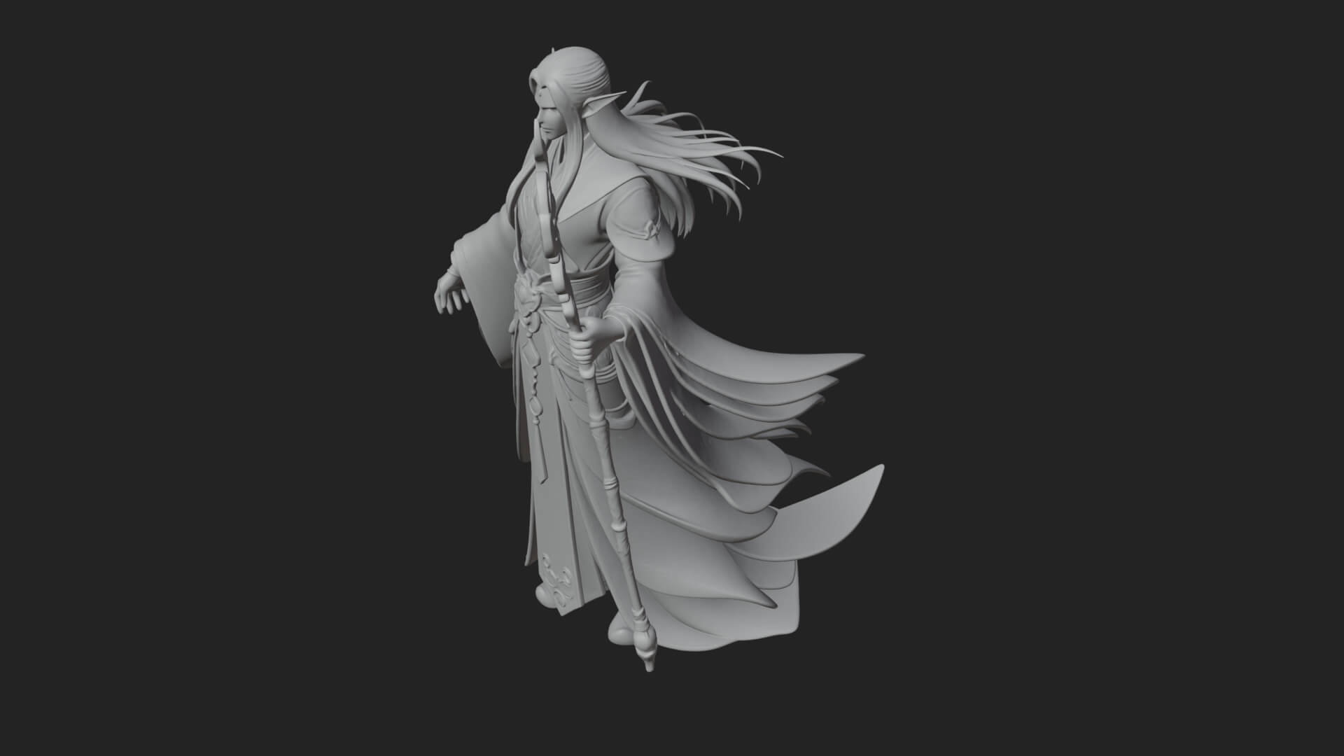 Elven High Mage Statue Design 1 3D Print Model 3D Model
