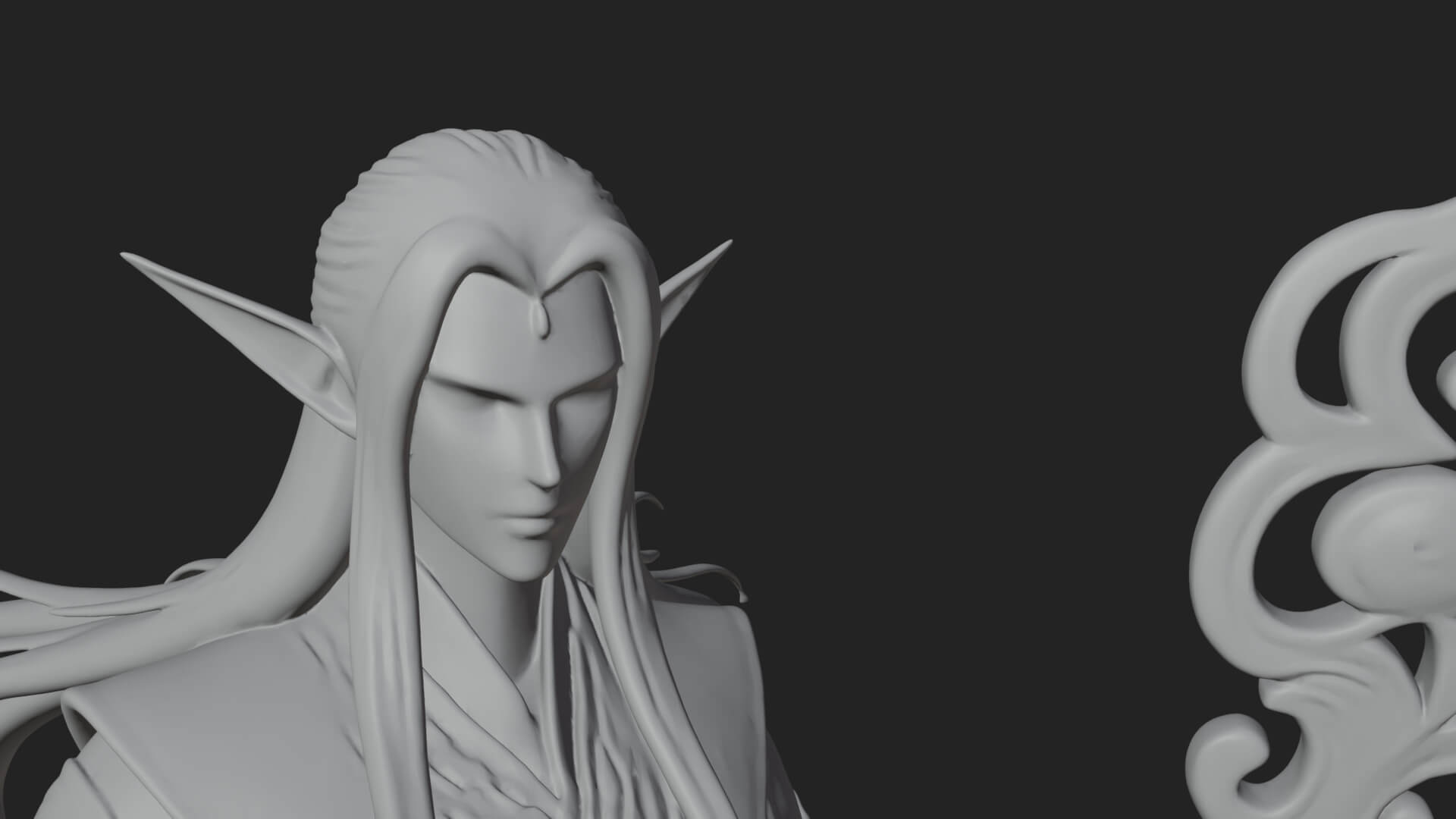 Elven High Mage Statue Design 1 3D Print Model 3D Model