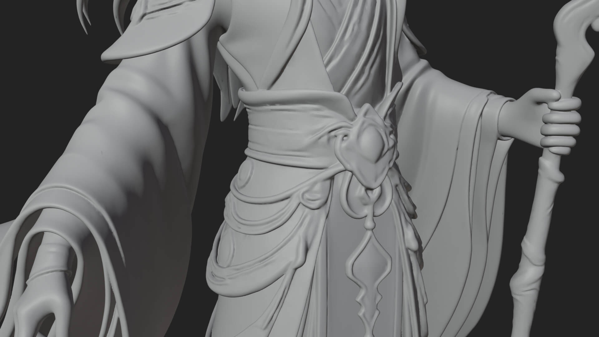 Elven High Mage Statue Design 1 3D Print Model 3D Model