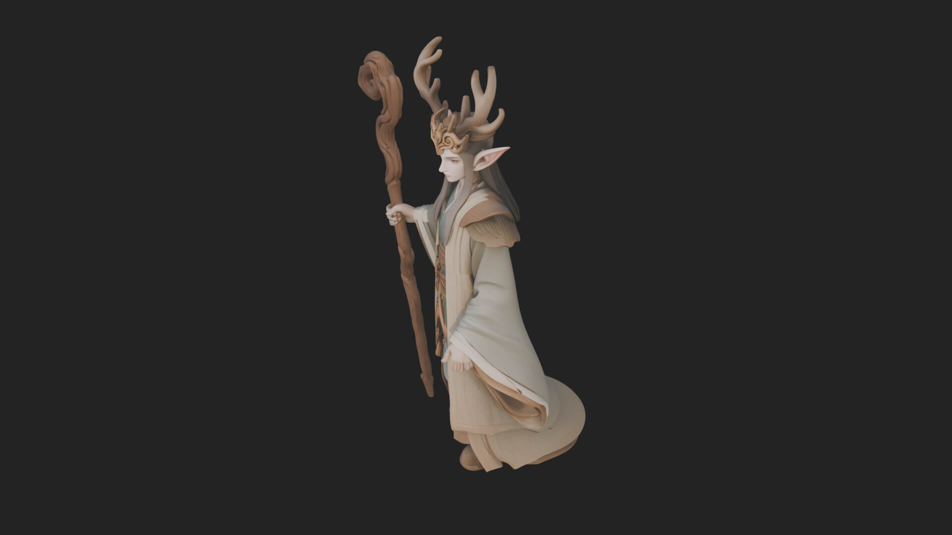 Elven High Mage Statue Design 10 3D Print Model 3D Model