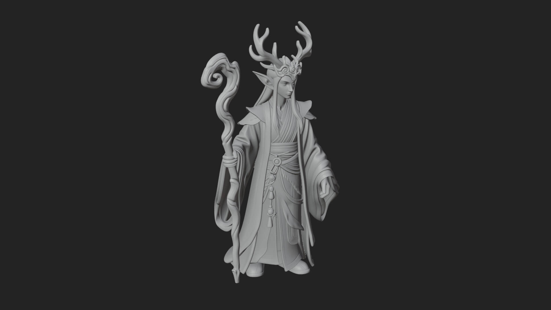 Elven High Mage Statue Design 10 3D Print Model 3D Model