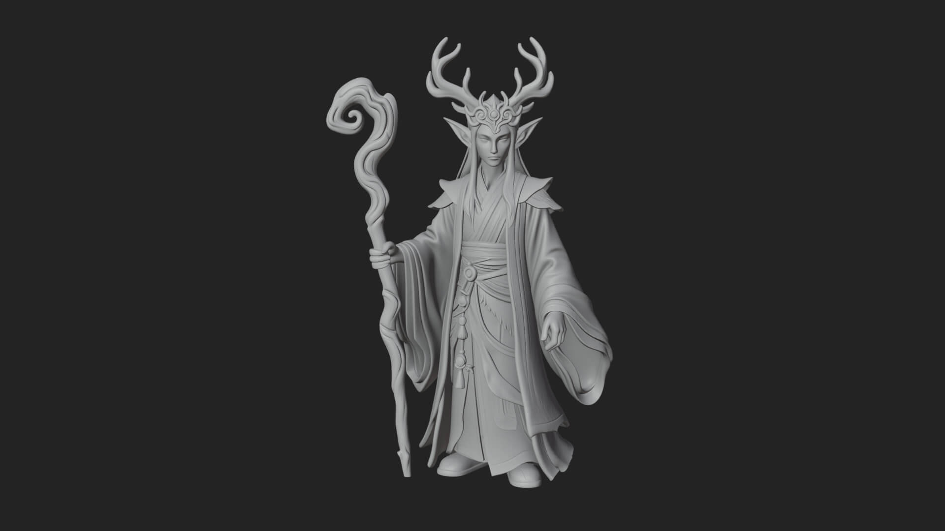 Elven High Mage Statue Design 10 3D Print Model 3D Model