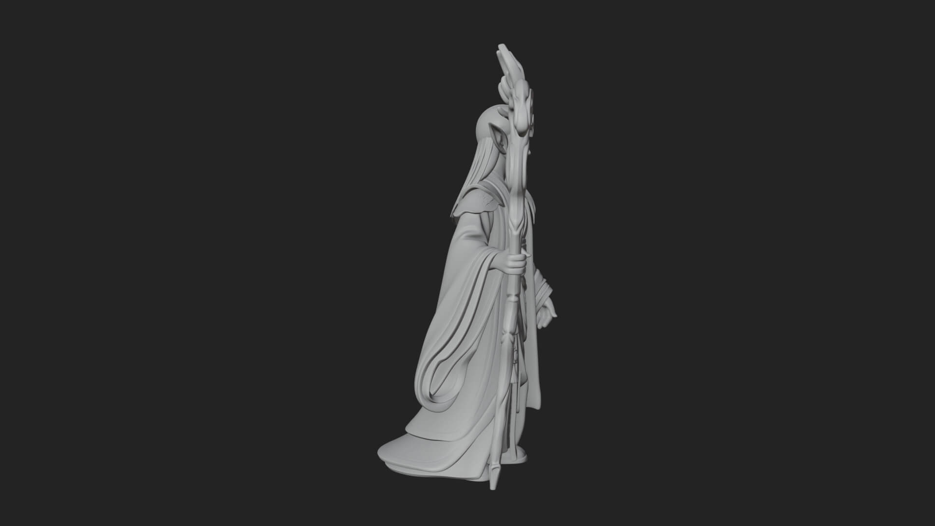 Elven High Mage Statue Design 10 3D Print Model 3D Model