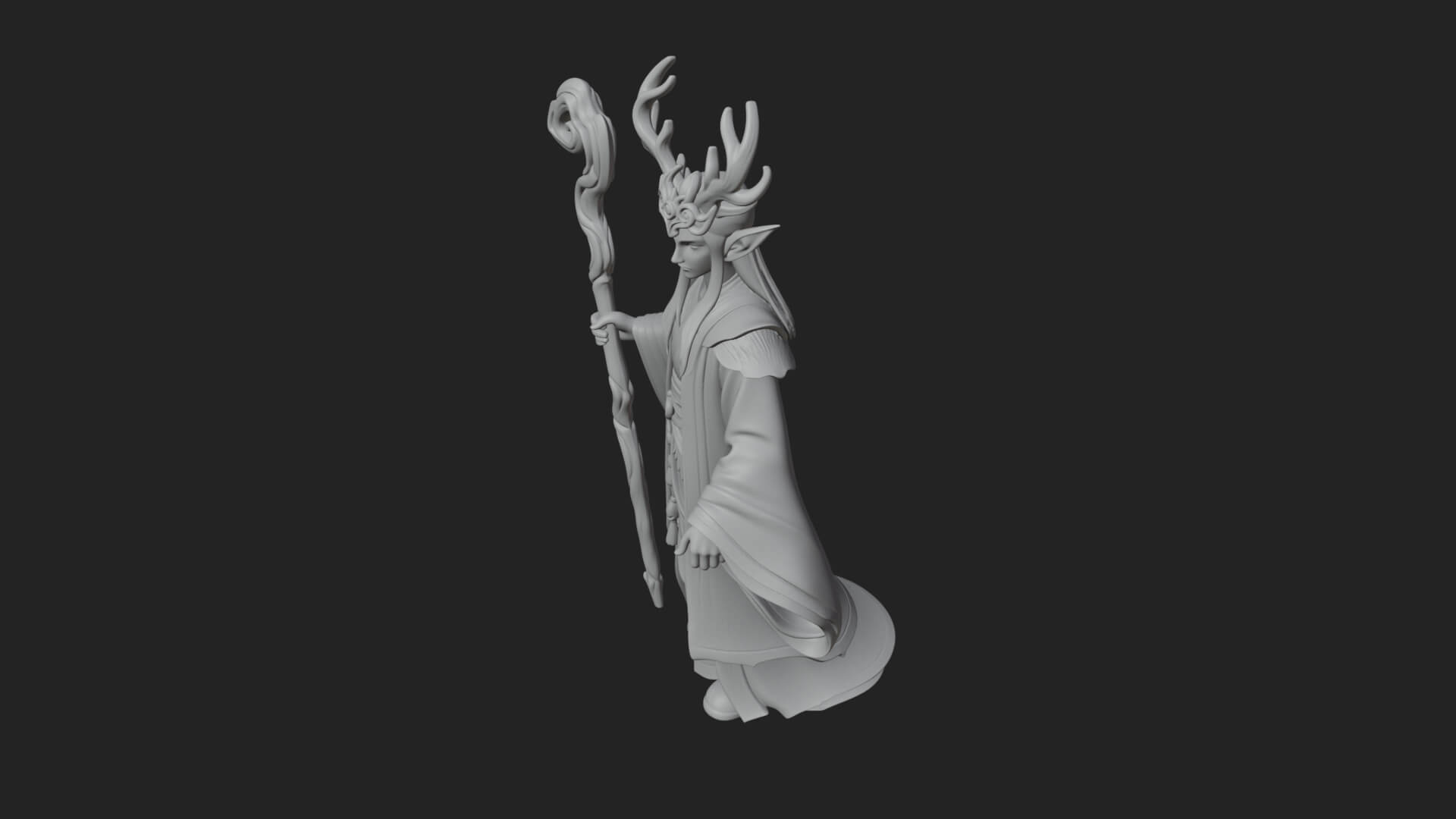 Elven High Mage Statue Design 10 3D Print Model 3D Model