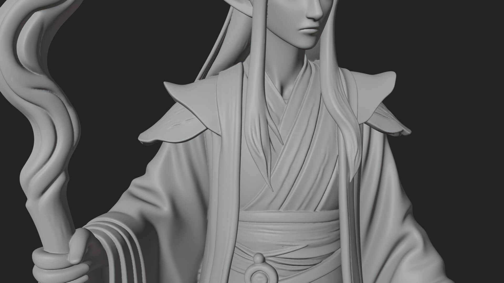 Elven High Mage Statue Design 10 3D Print Model 3D Model