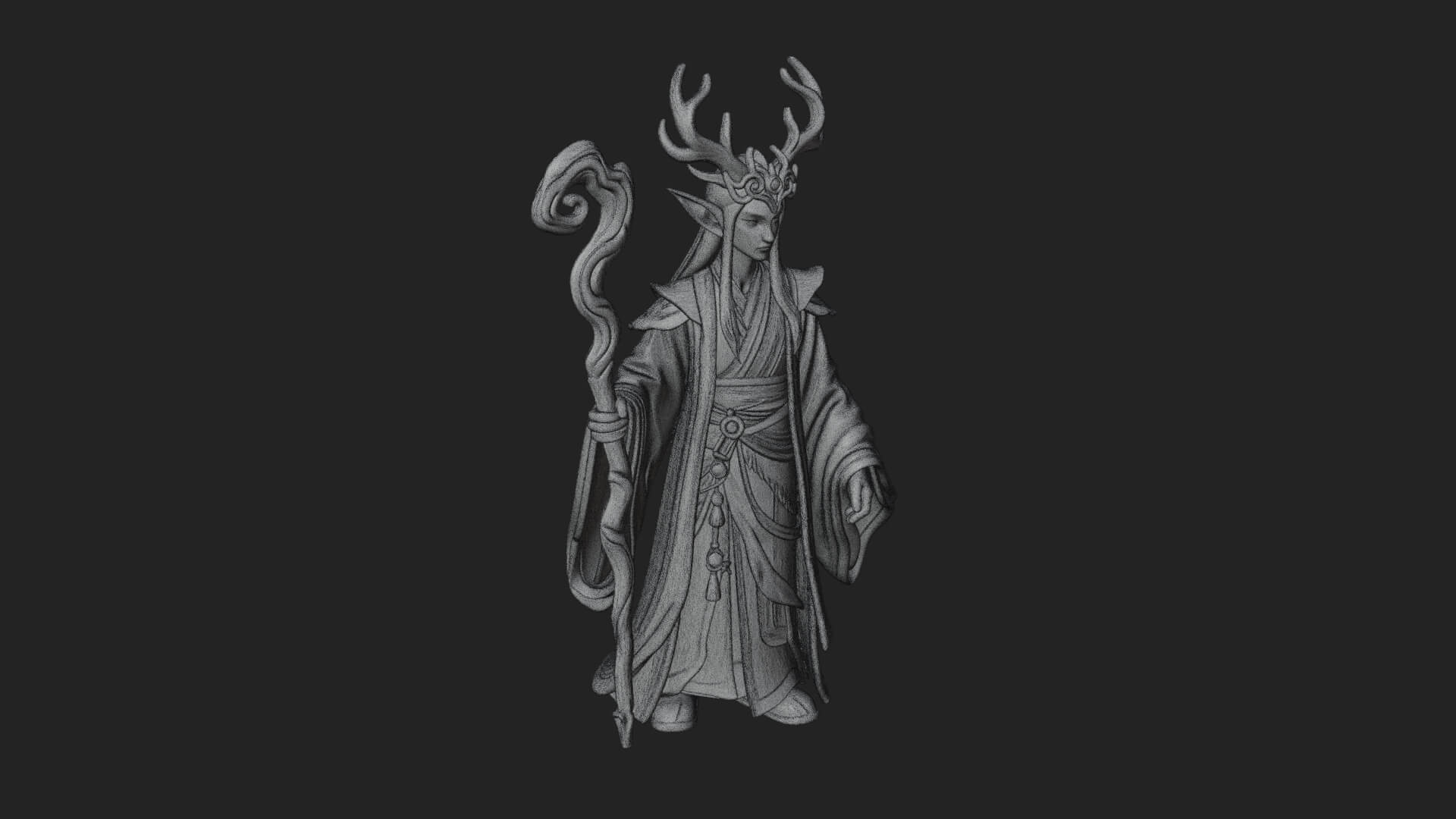 Elven High Mage Statue Design 10 3D Print Model 3D Model