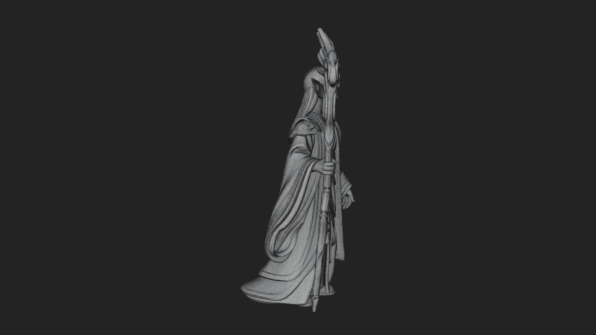 Elven High Mage Statue Design 10 3D Print Model 3D Model