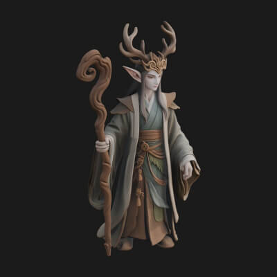 Elven High Mage Statue Design 10 3D Print Model