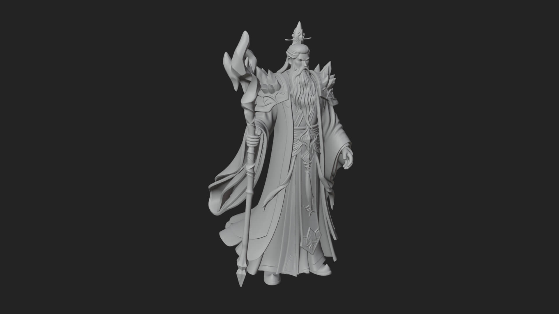 Elven High Mage Statue Design 11 3D Print Model 3D Model