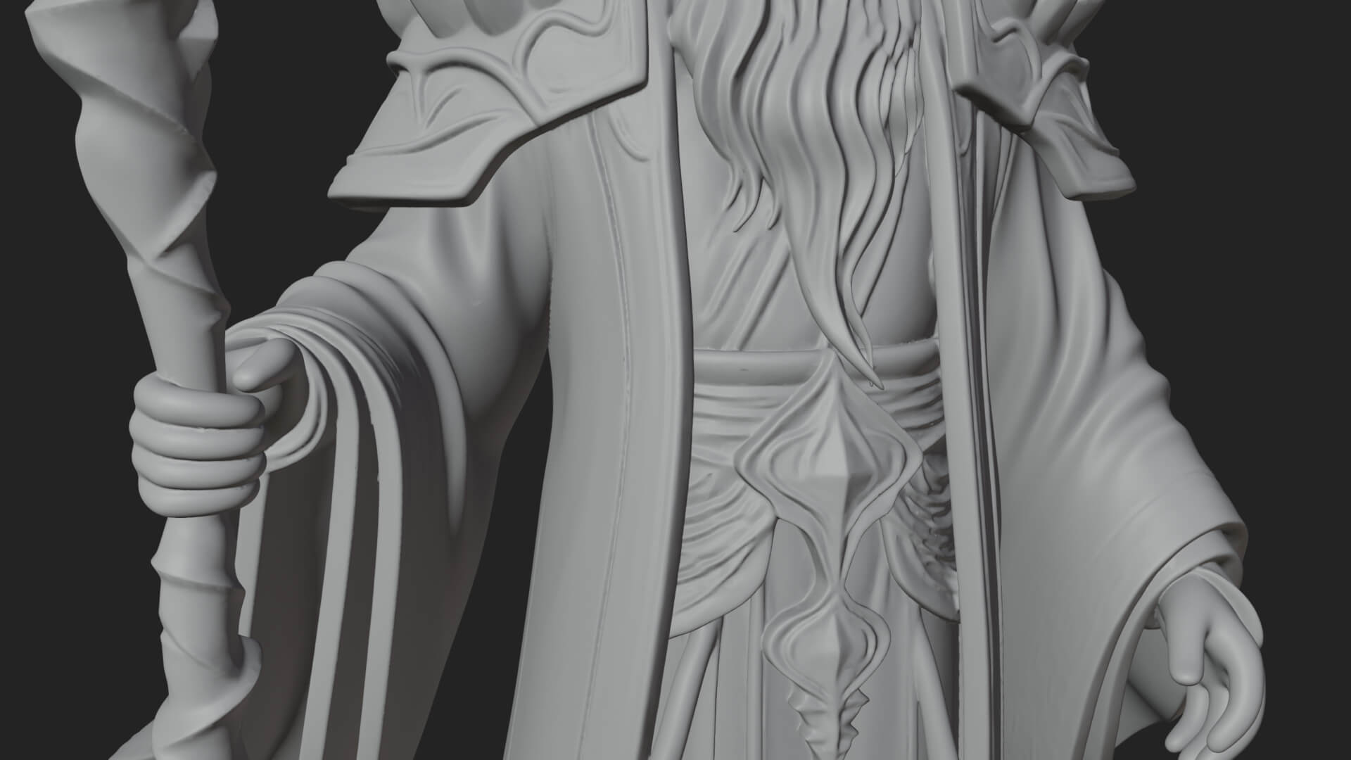 Elven High Mage Statue Design 11 3D Print Model 3D Model