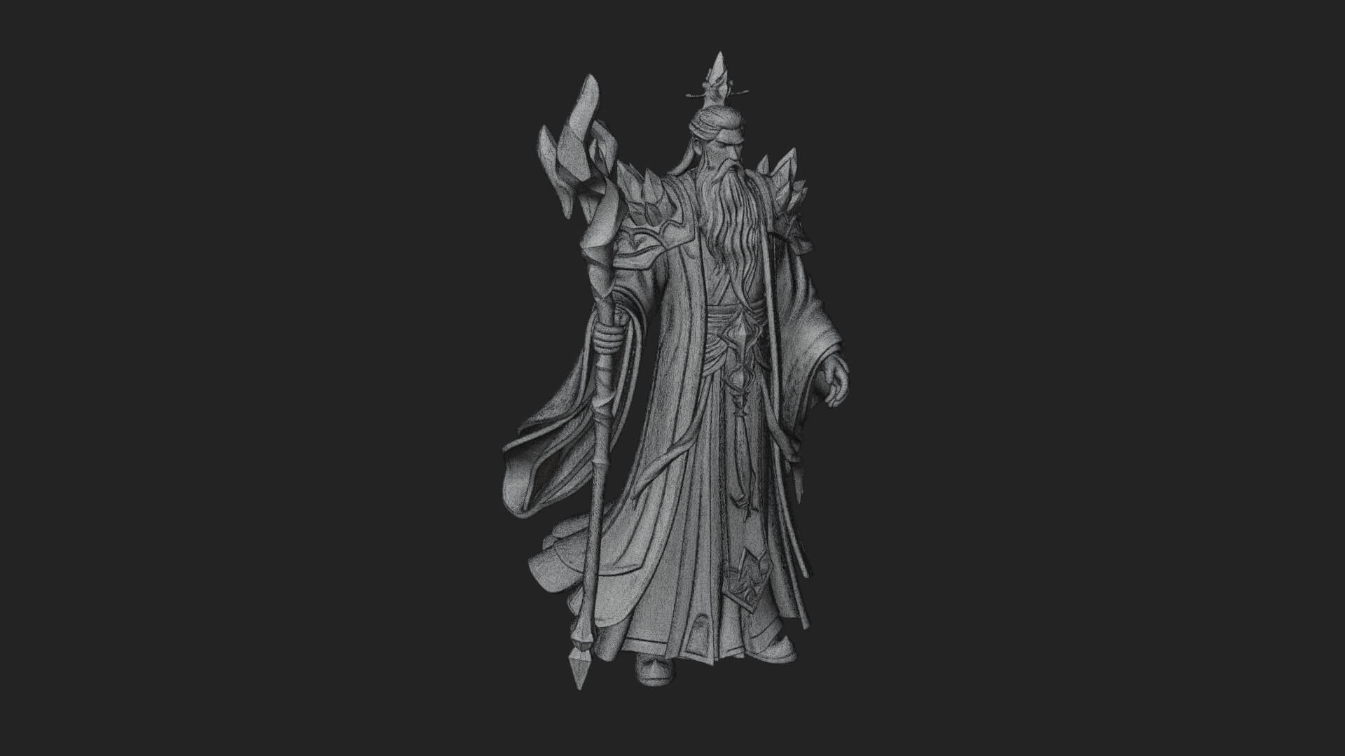 Elven High Mage Statue Design 11 3D Print Model 3D Model
