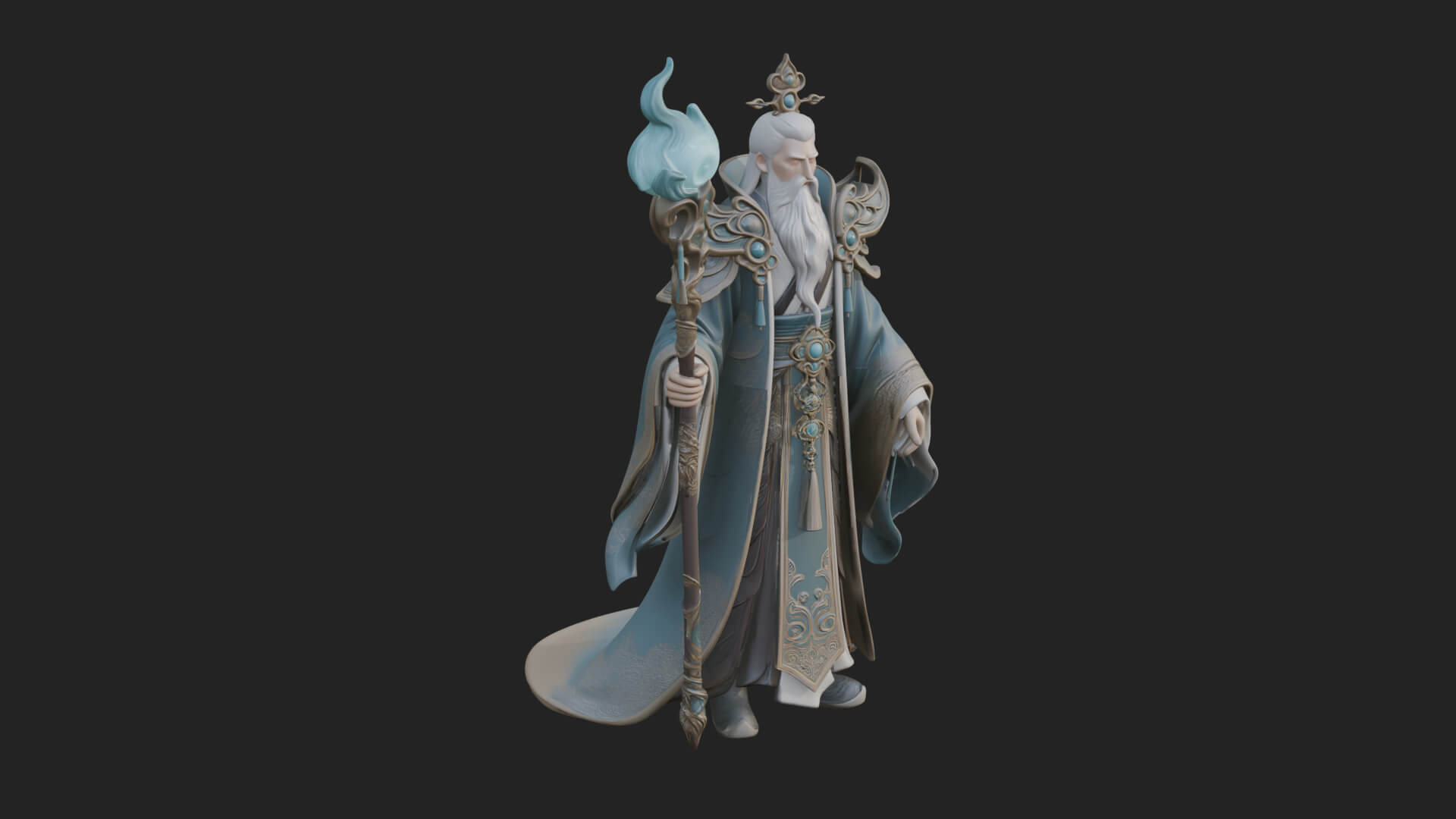 Elven High Mage Statue Design 12 3D Print Model 3D Model
