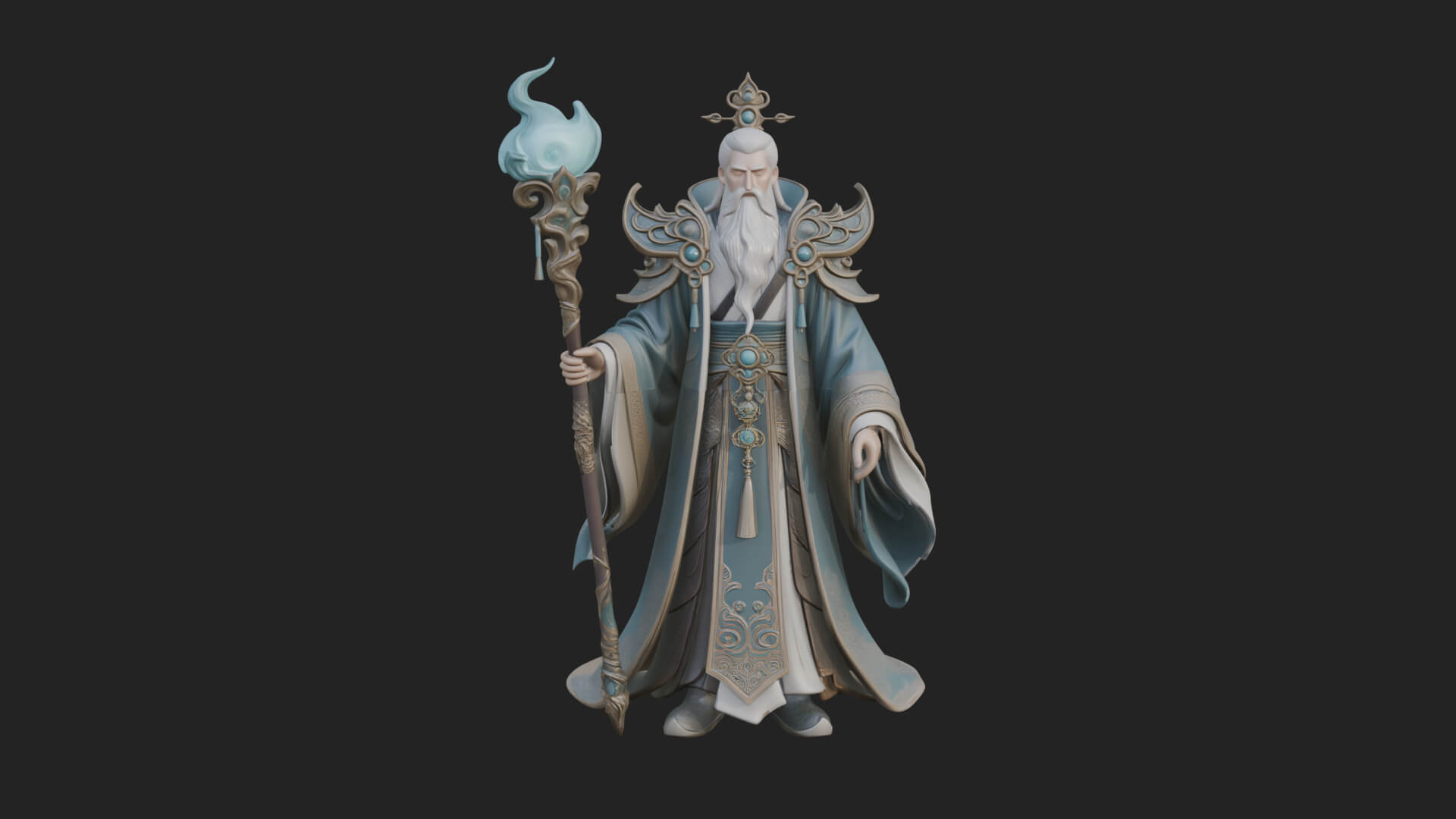 Elven High Mage Statue Design 12 3D Print Model 3D Model