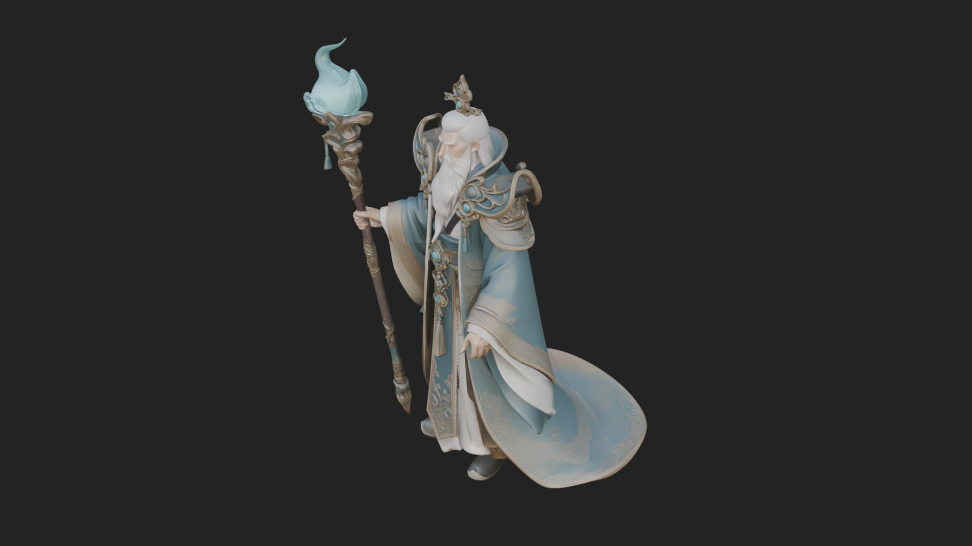 Elven High Mage Statue Design 12 3D Print Model 3D Model