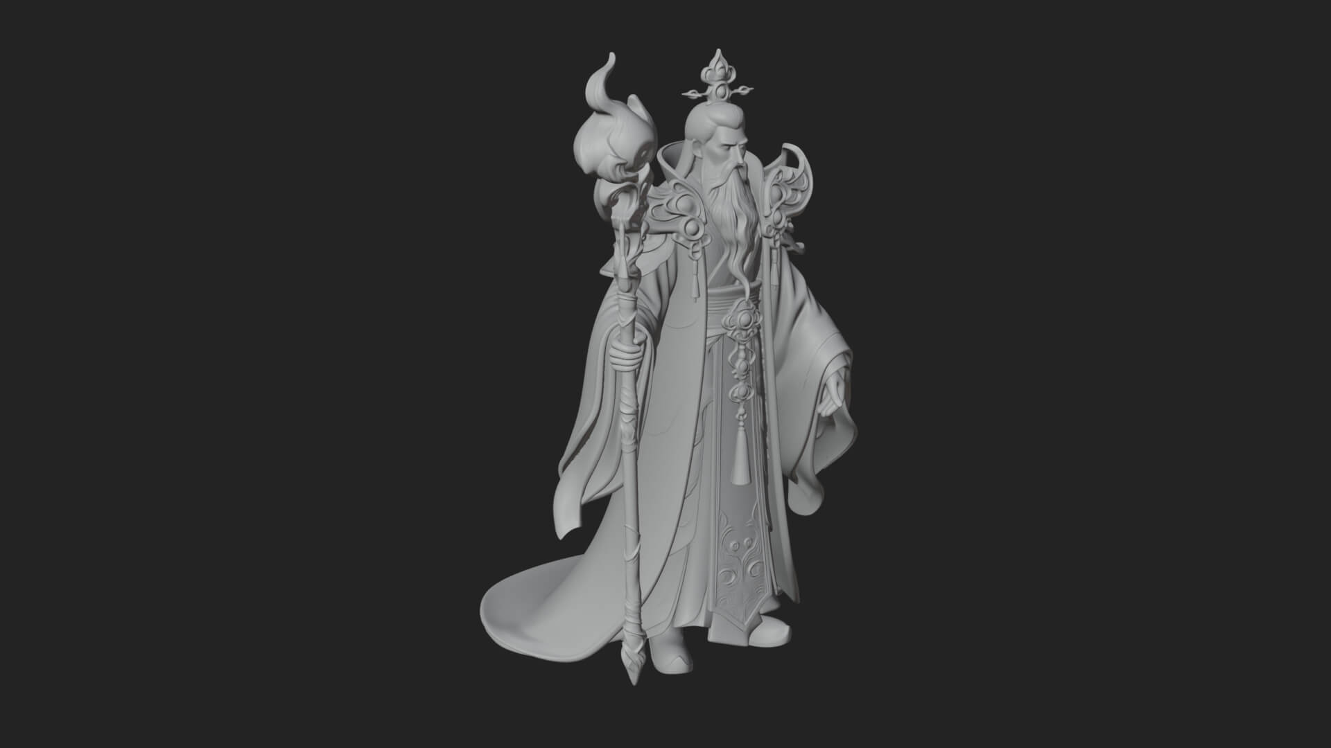Elven High Mage Statue Design 12 3D Print Model 3D Model