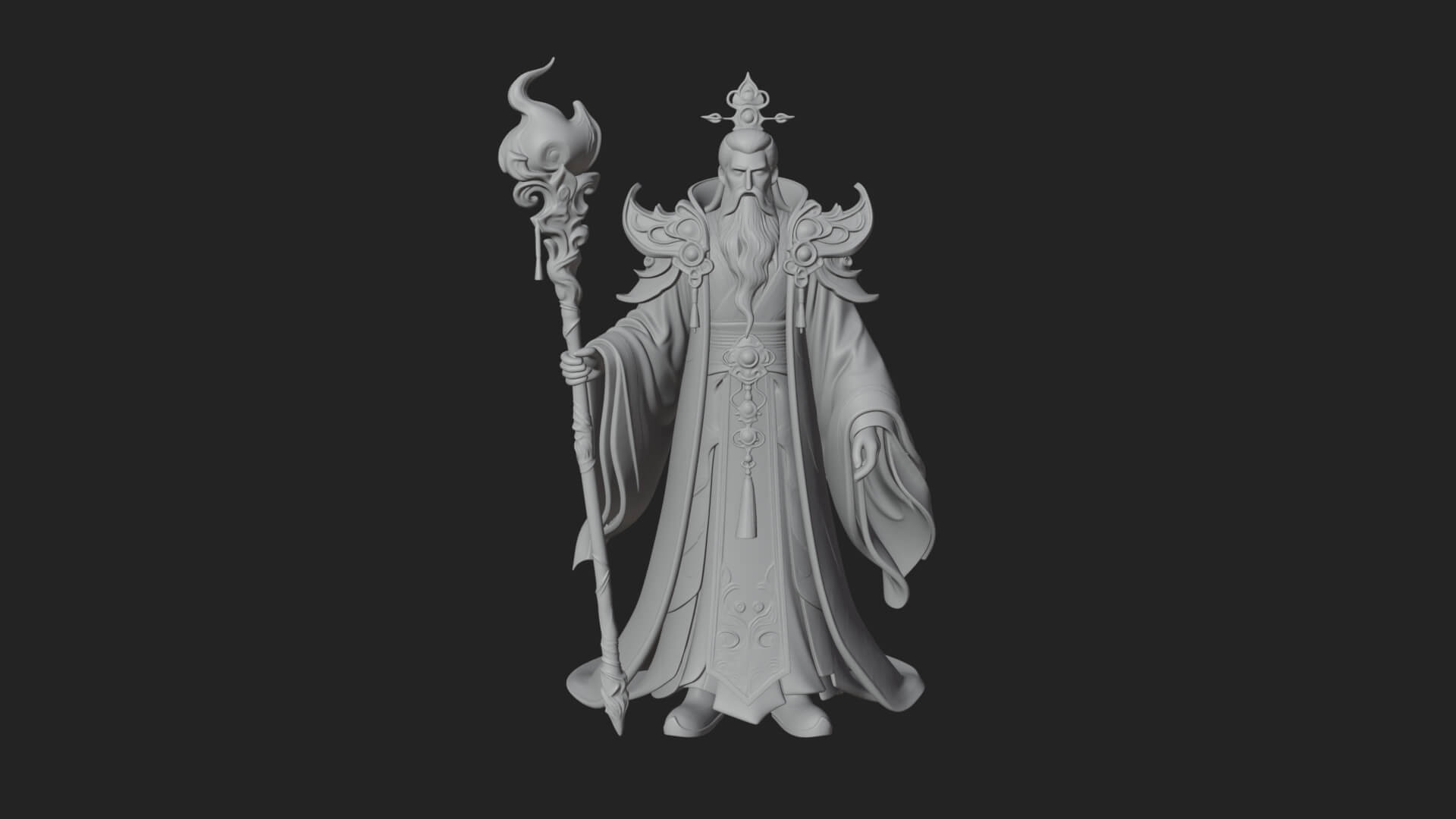 Elven High Mage Statue Design 12 3D Print Model 3D Model