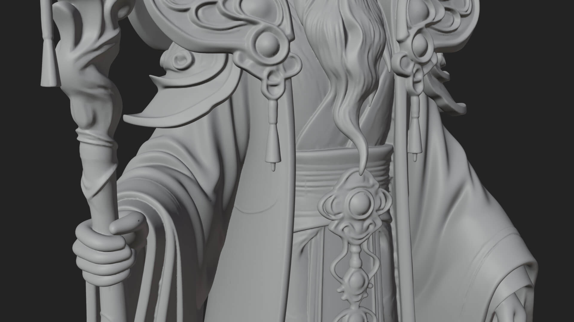 Elven High Mage Statue Design 12 3D Print Model 3D Model