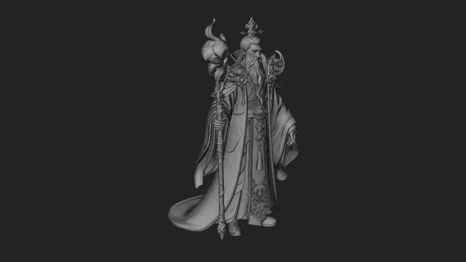 Elven High Mage Statue Design 12 3D Print Model 3D Model