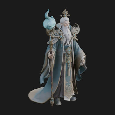 Elven High Mage Statue Design 12 3D Print Model