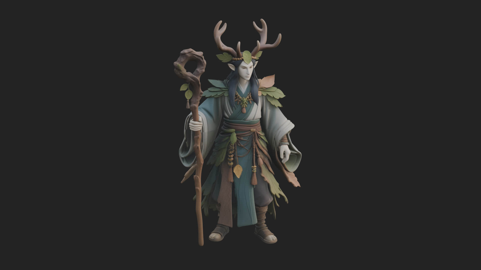 Elven High Mage Statue Design 13 3D Print Model 3D Model