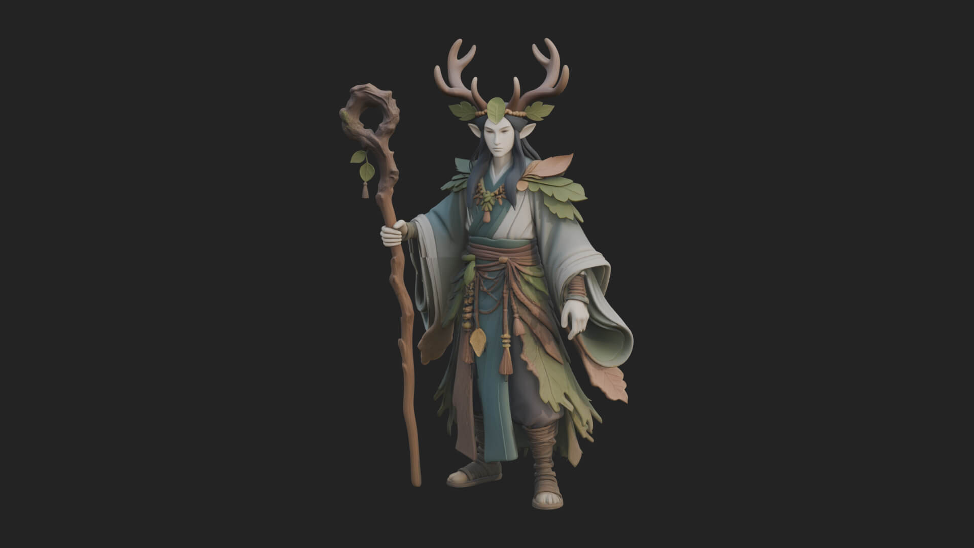 Elven High Mage Statue Design 13 3D Print Model 3D Model