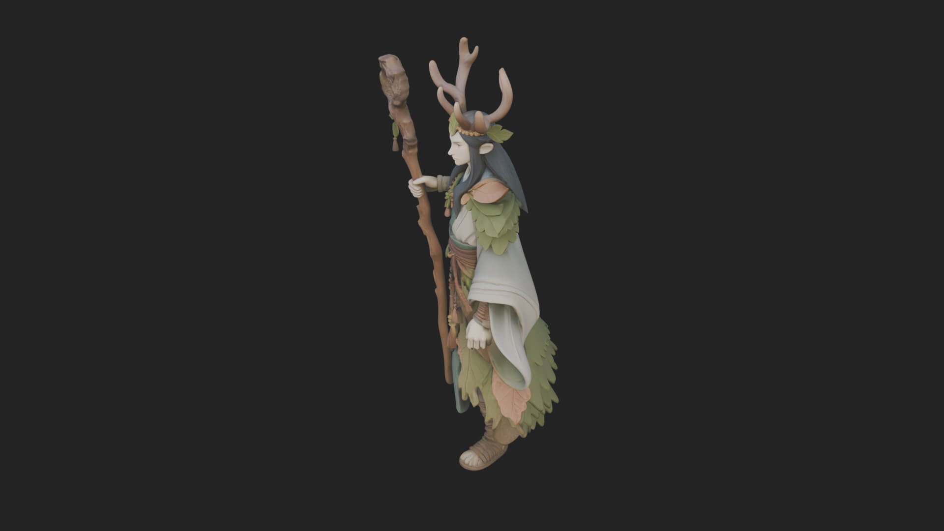Elven High Mage Statue Design 13 3D Print Model 3D Model