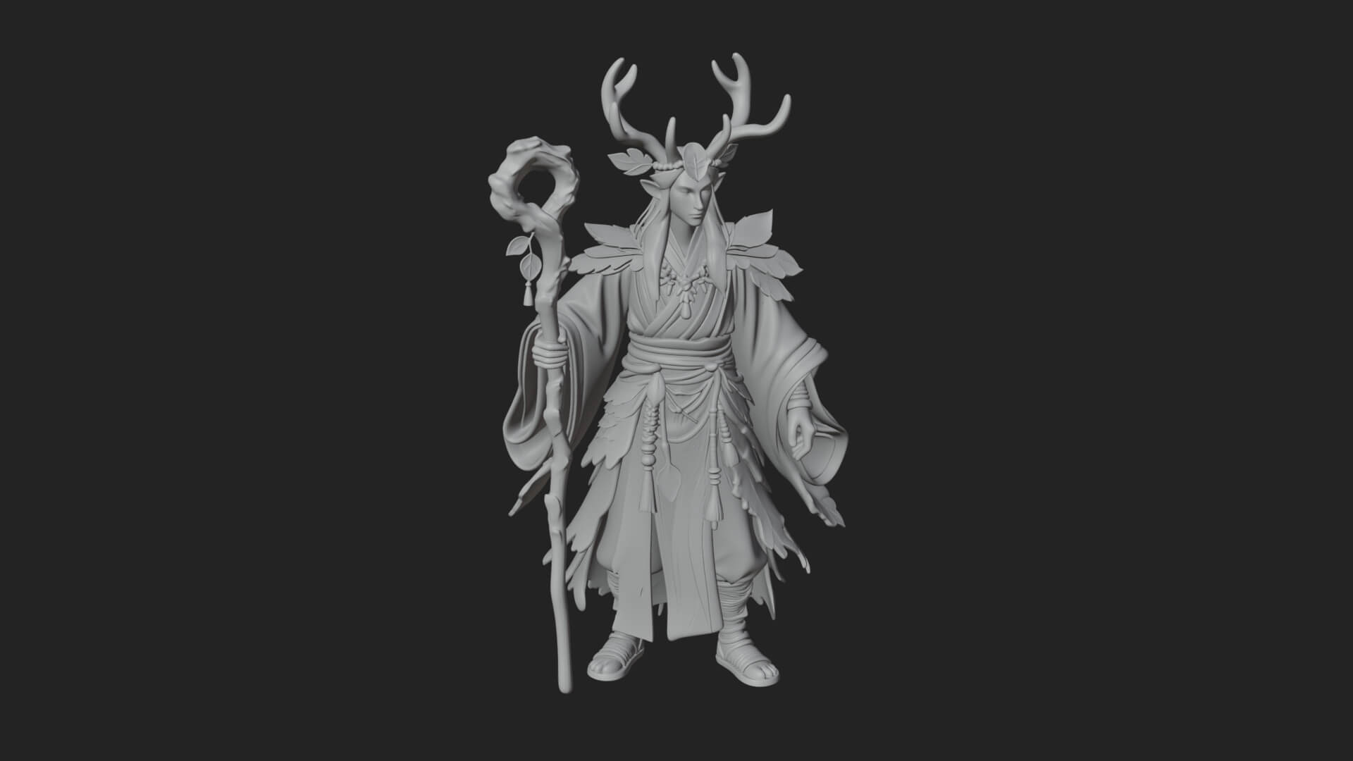 Elven High Mage Statue Design 13 3D Print Model 3D Model