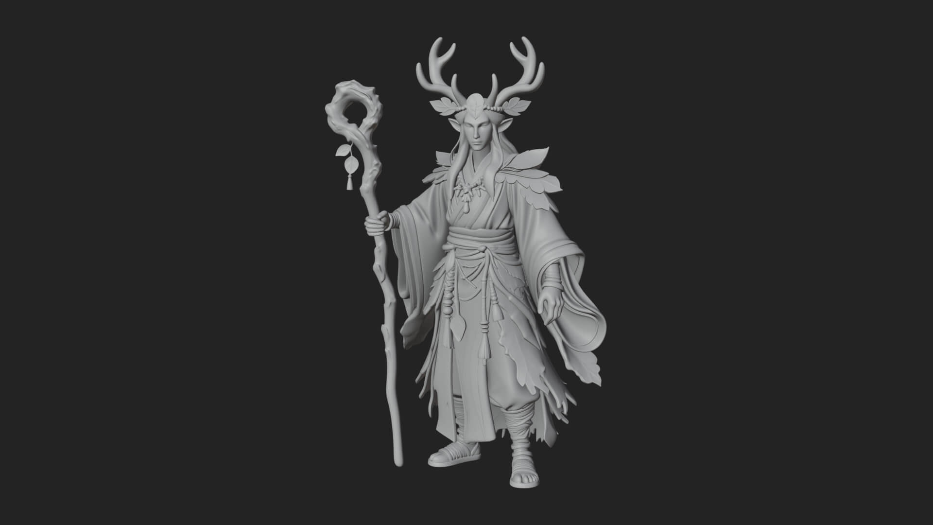 Elven High Mage Statue Design 13 3D Print Model 3D Model