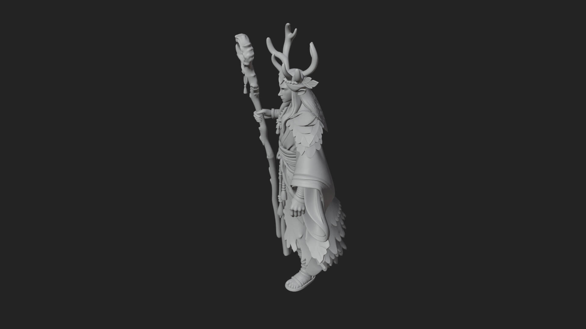Elven High Mage Statue Design 13 3D Print Model 3D Model