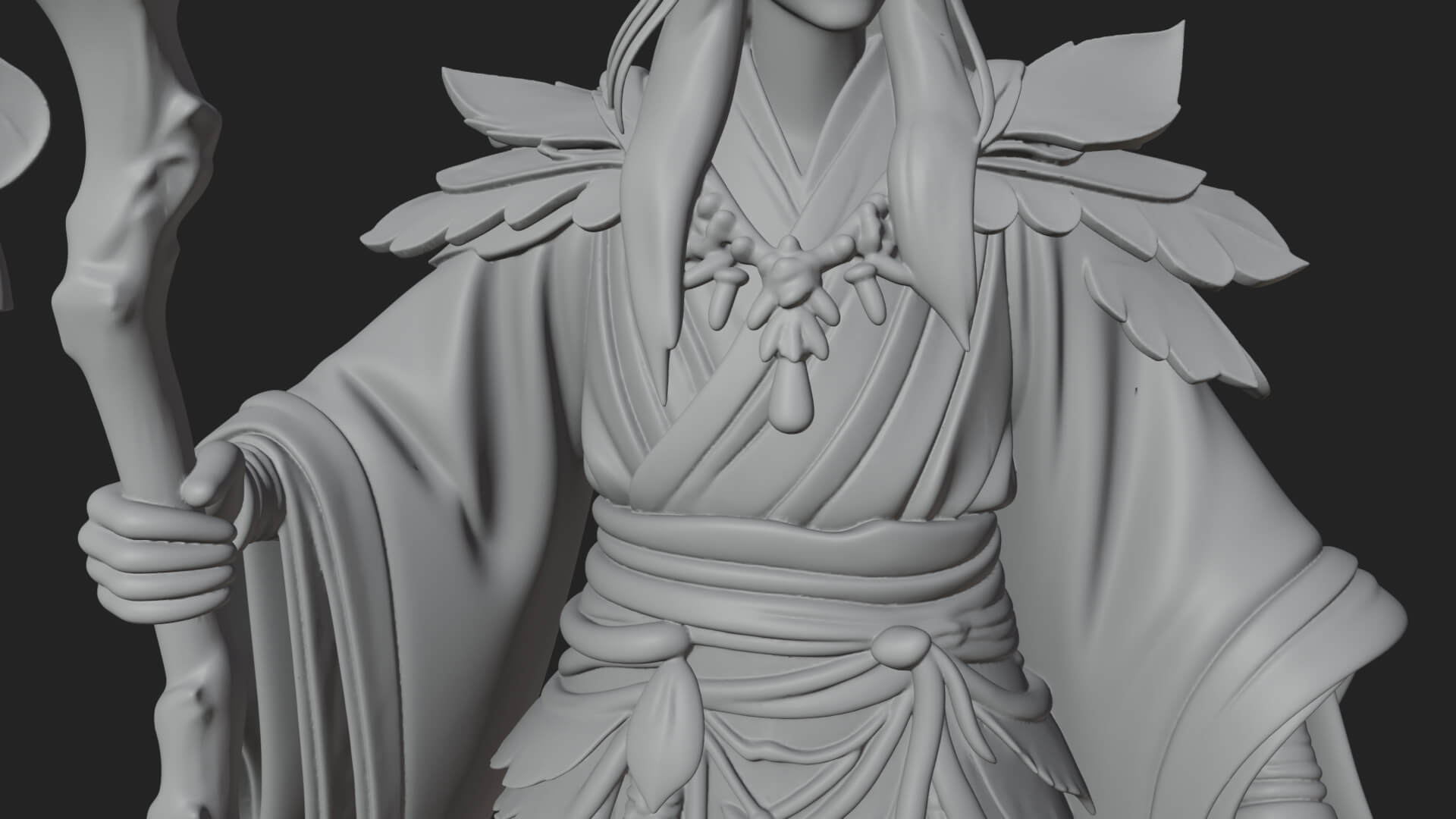 Elven High Mage Statue Design 13 3D Print Model 3D Model