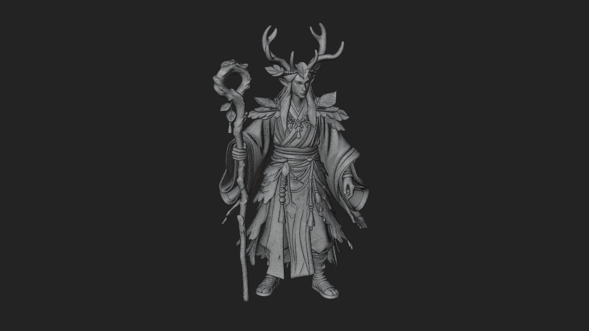 Elven High Mage Statue Design 13 3D Print Model 3D Model