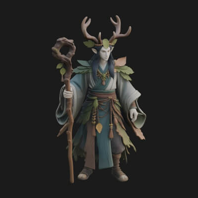Elven High Mage Statue Design 13 3D Print Model