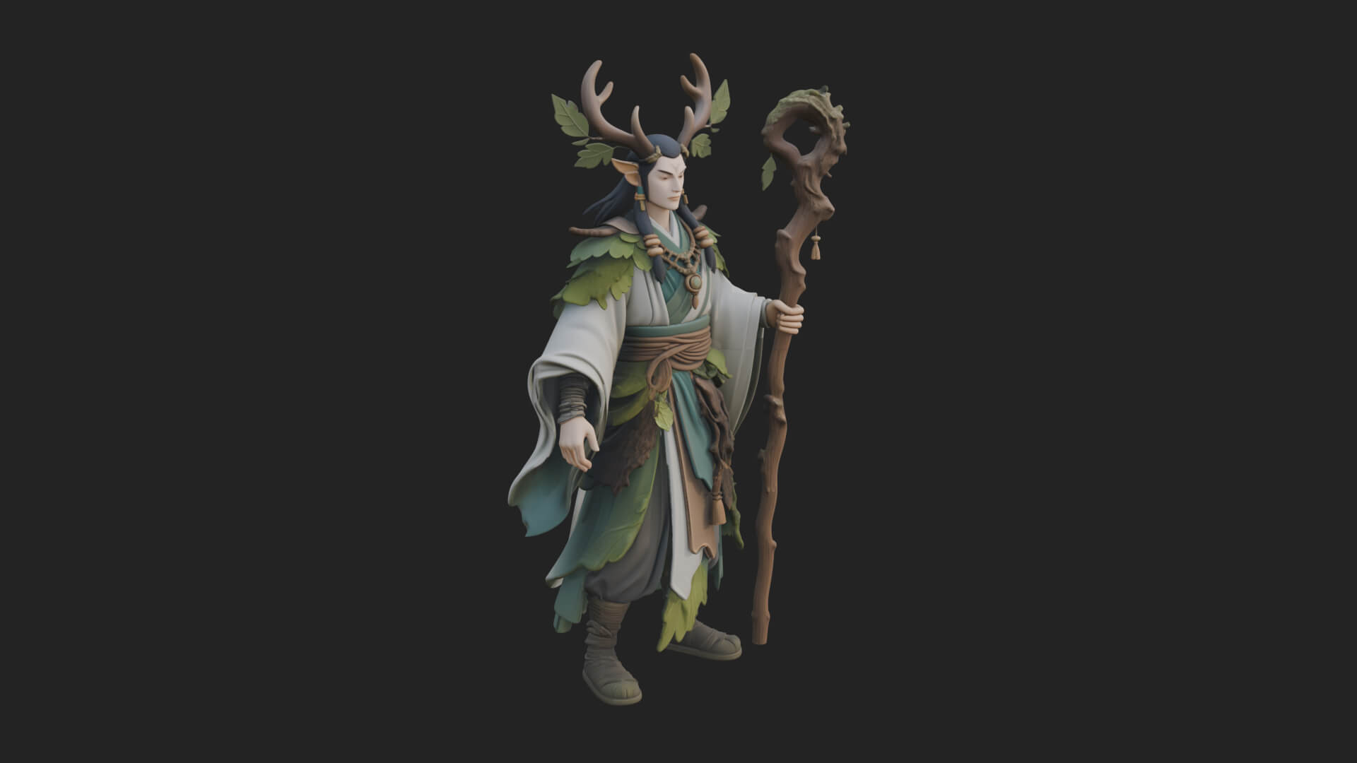 Elven High Mage Statue Design 14 3D Print Model 3D Model