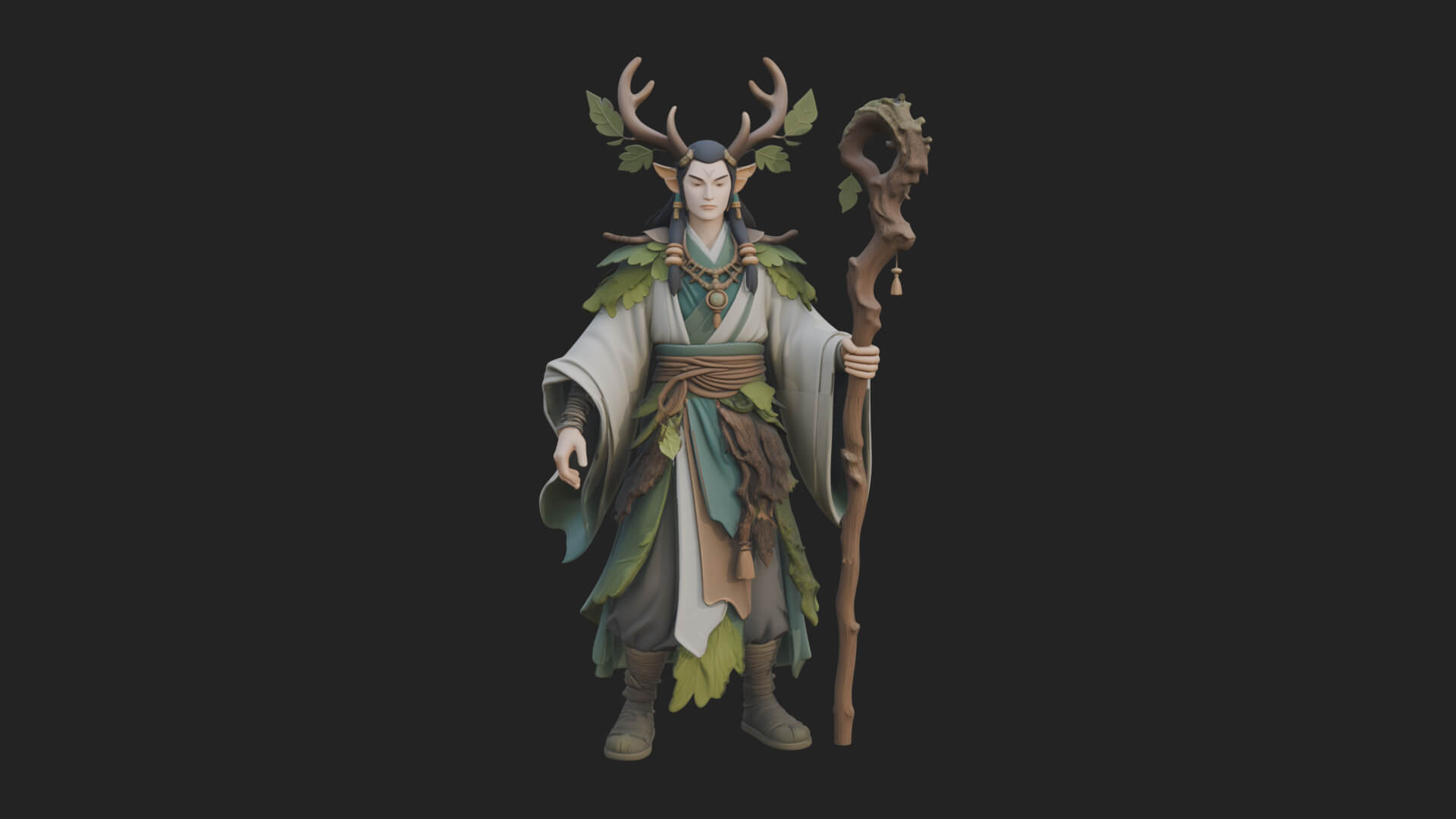 Elven High Mage Statue Design 14 3D Print Model 3D Model