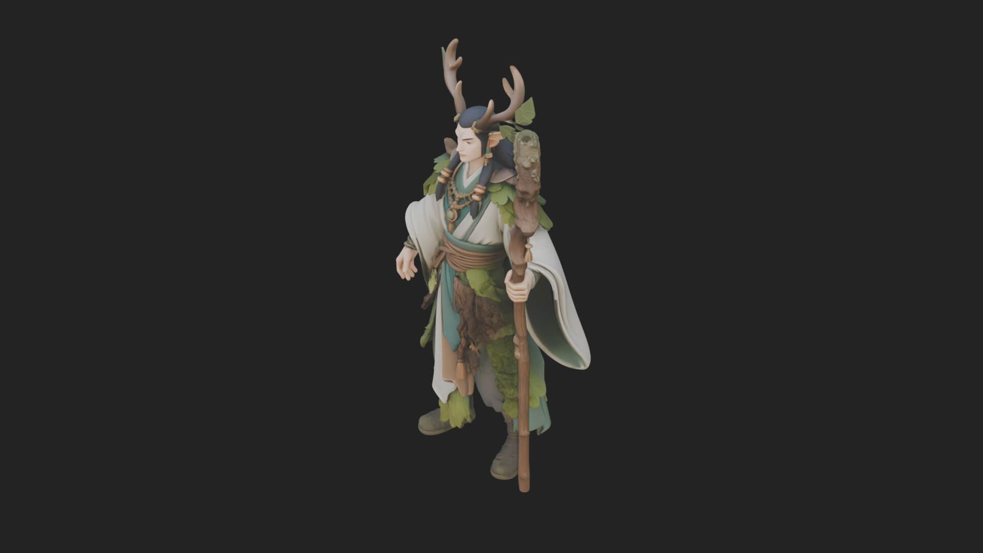 Elven High Mage Statue Design 14 3D Print Model 3D Model