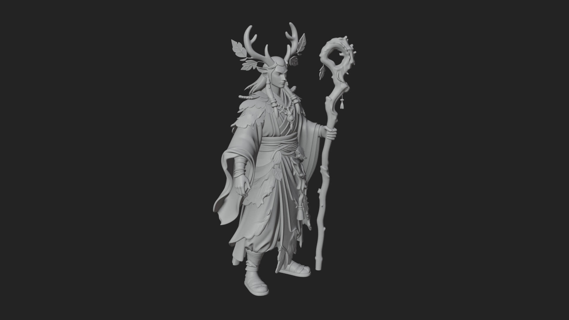 Elven High Mage Statue Design 14 3D Print Model 3D Model