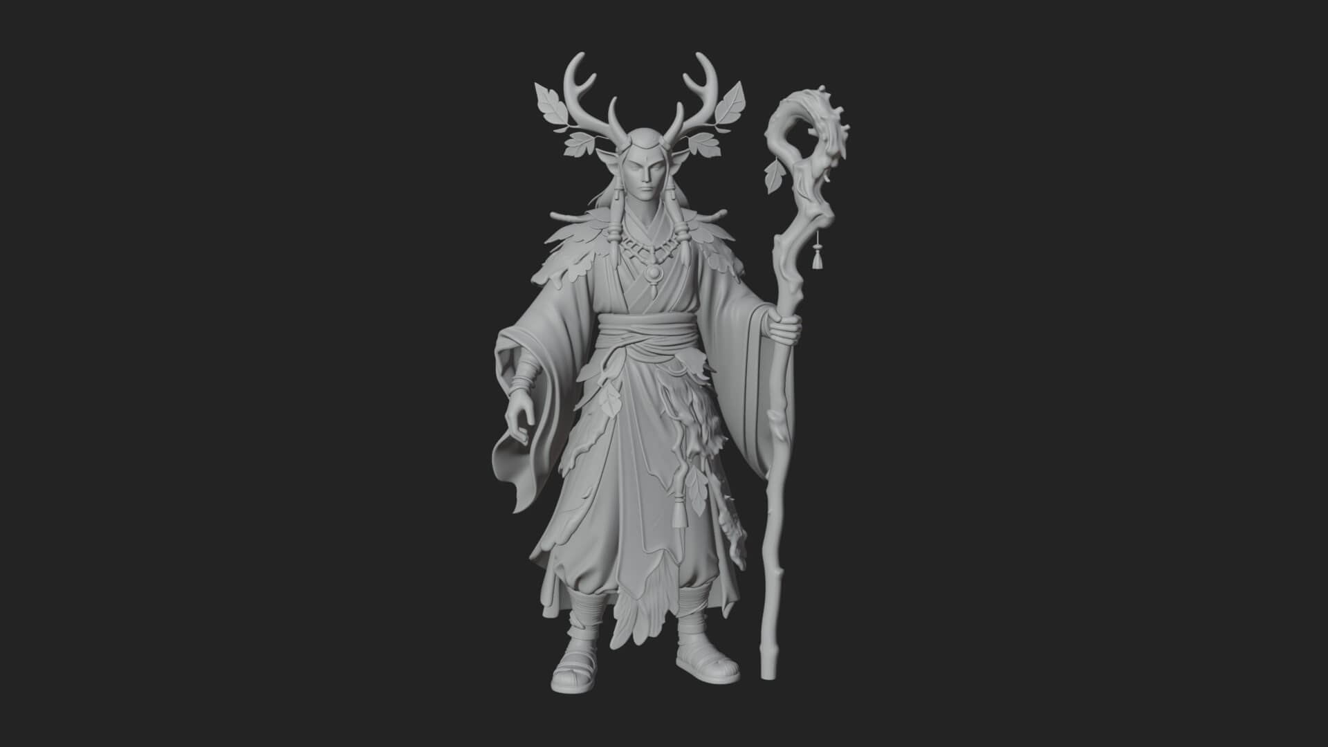 Elven High Mage Statue Design 14 3D Print Model 3D Model