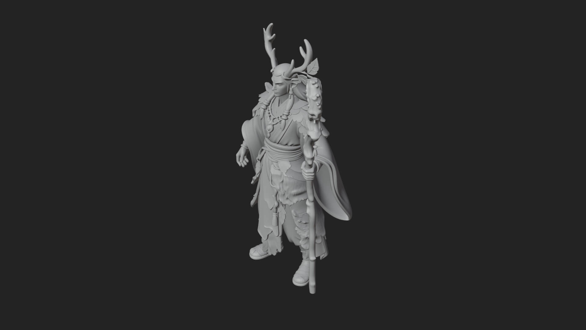 Elven High Mage Statue Design 14 3D Print Model 3D Model
